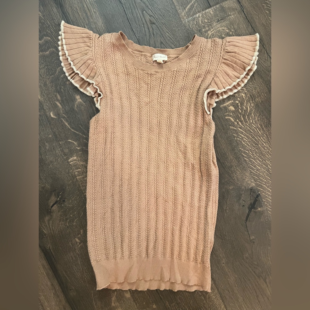 Tan Knit Sweater with ruffle sleeves from Hem & Thread size Medium